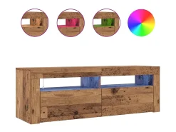Mueble TV luces LED madera ingeniería envejecida 120x35x40 cm