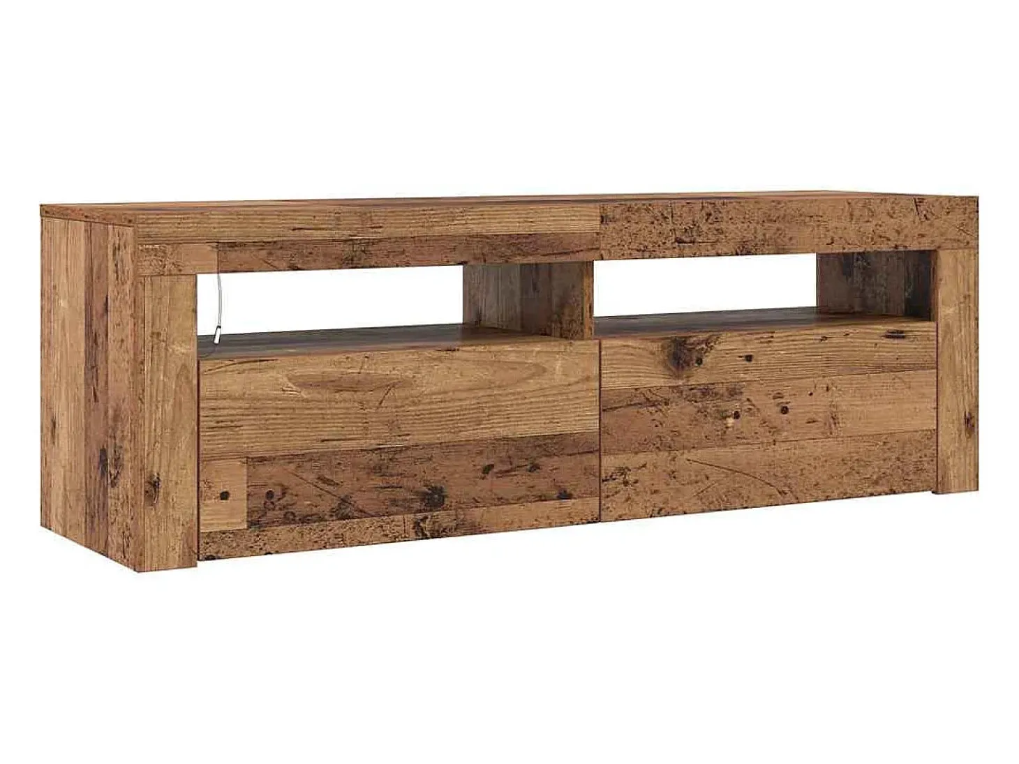 Mueble TV luces LED madera ingeniería envejecida 120x35x40 cm