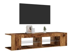 Mueble TV luces LED madera ingeniería envejecida 135x39x30 cm