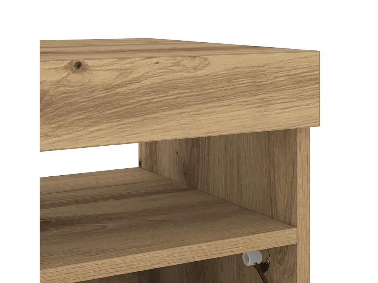 Mueble TV luces LED madera ingeniería roble artisan 80x35x40 cm