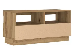 Mueble TV luces LED madera ingeniería roble artisan 80x35x40 cm