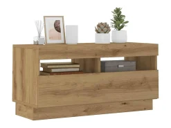 Mueble TV luces LED madera ingeniería roble artisan 80x35x40 cm