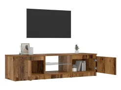 Mueble TV luces LED madera ingeniería envejecida 140x40x36 cm