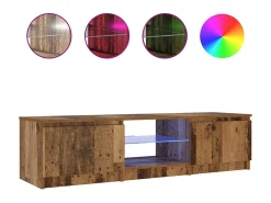 Mueble TV luces LED madera ingeniería envejecida 140x40x36 cm