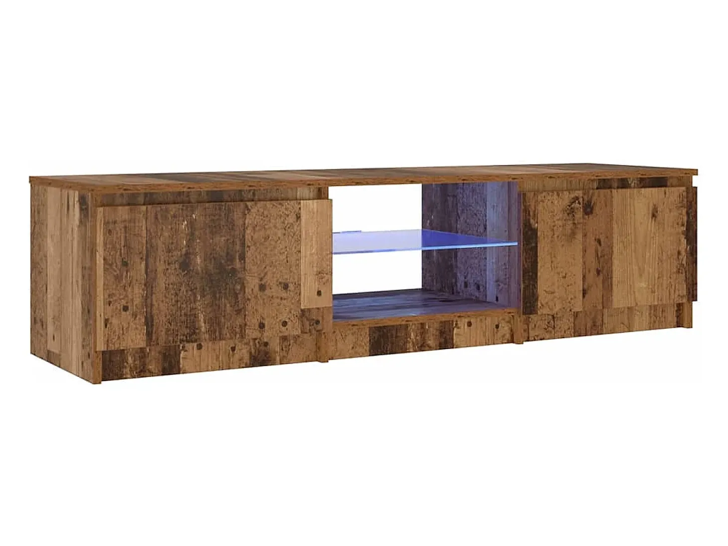 Mueble TV luces LED madera ingeniería envejecida 140x40x36 cm