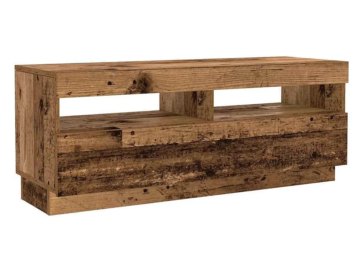 Mueble TV luces LED madera ingeniería envejecida 300x35x40 cm