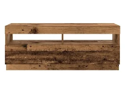 Mueble TV luces LED madera ingeniería envejecida 300x35x40 cm