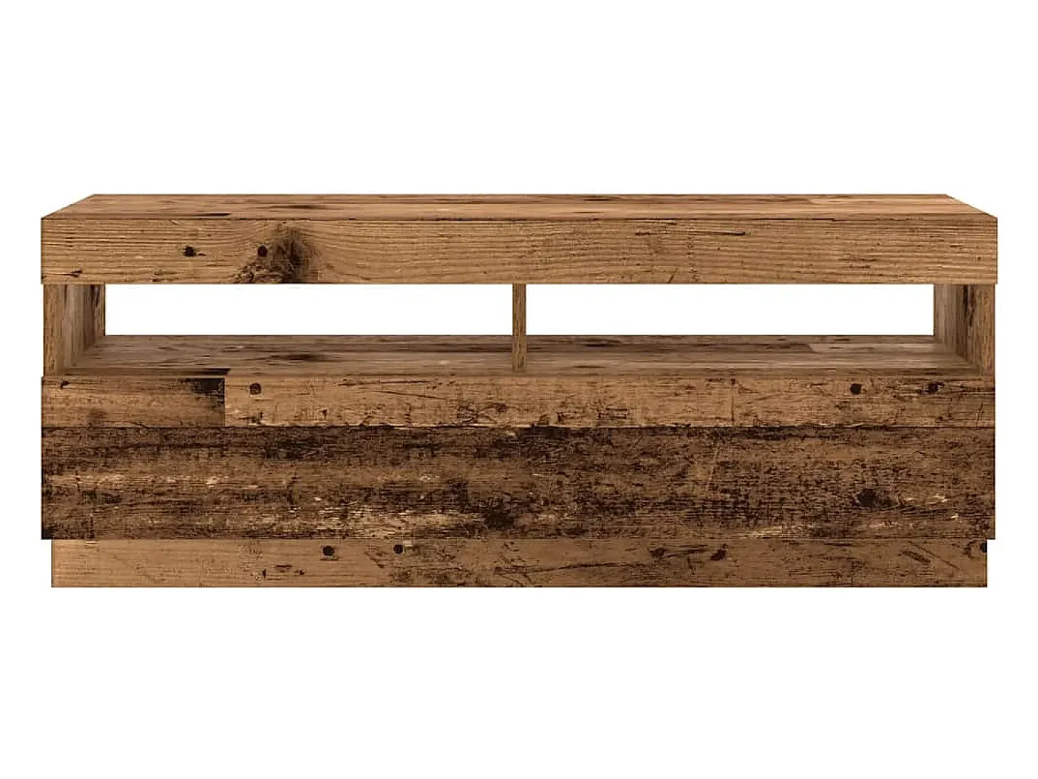 Mueble TV luces LED madera ingeniería envejecida 300x35x40 cm