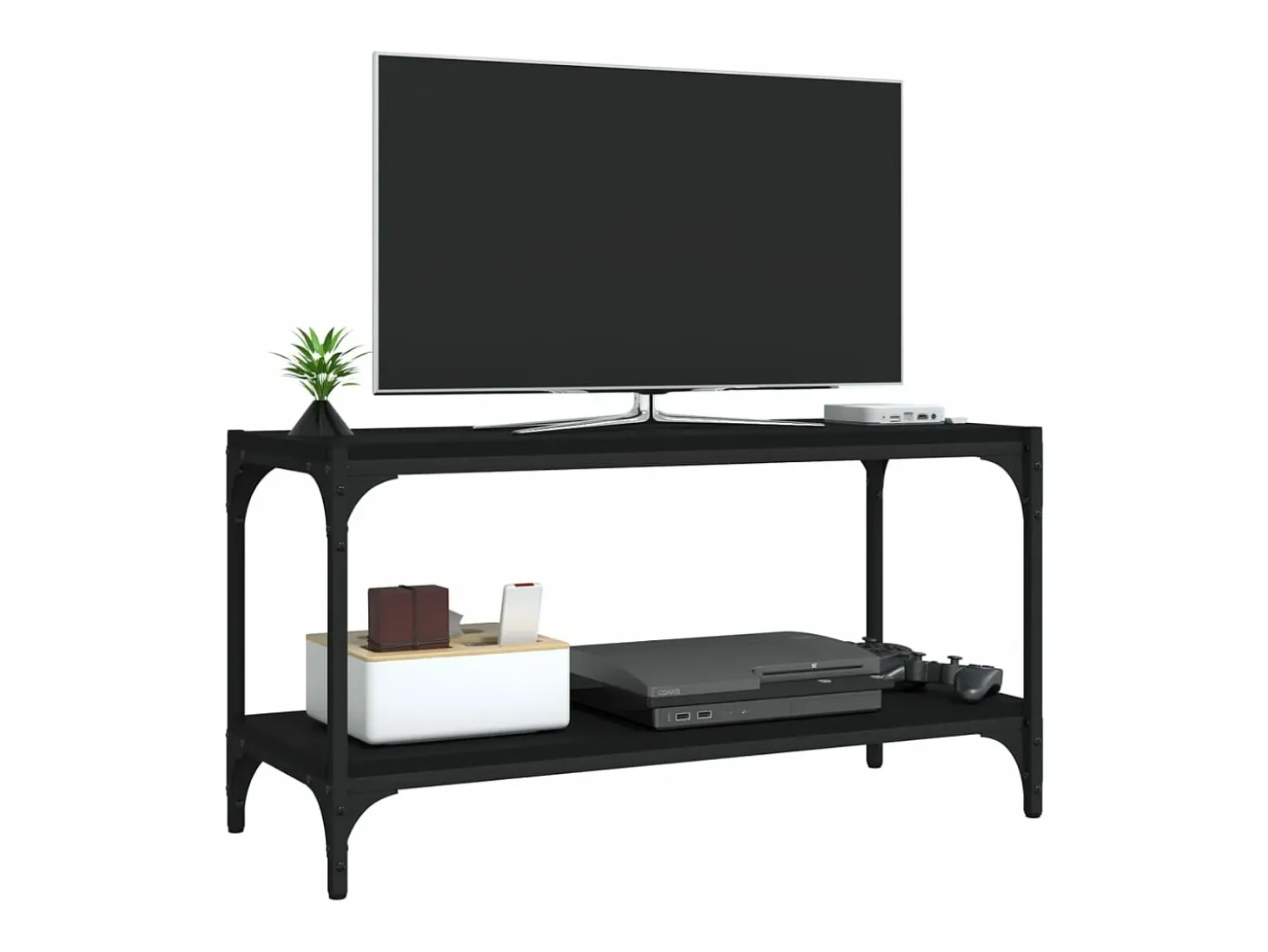 Mueble TV madera contrachapada y acero negro 80x33x41 cm YOE58009
