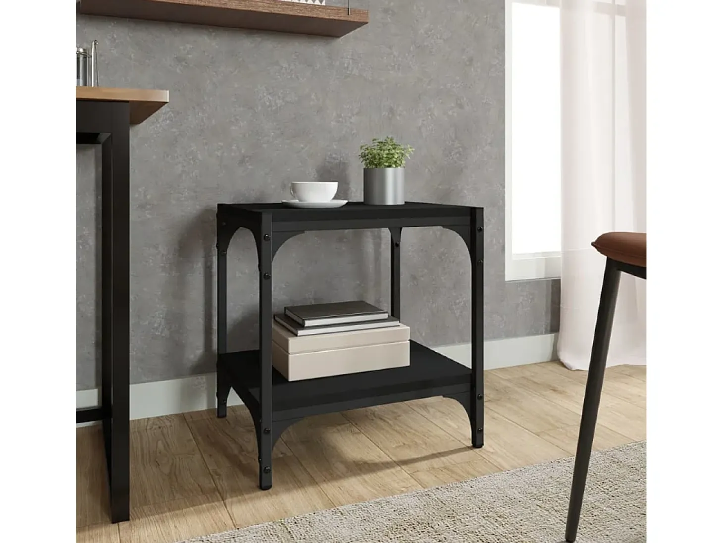 Mueble TV madera contrachapada y acero negro 40x33x41 cm YOE52861