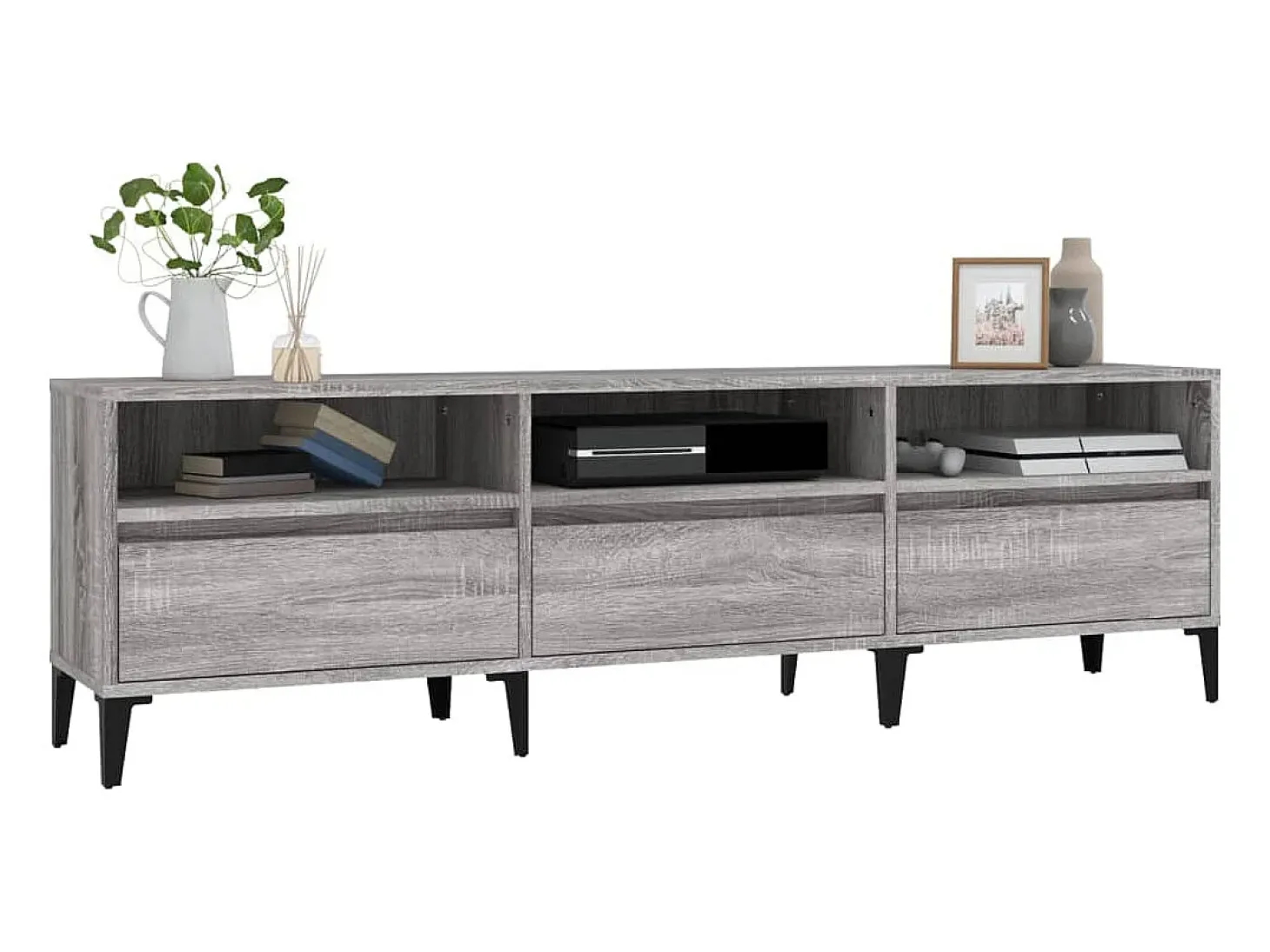 Mueble TV madera contrachapada gris Sonoma 150x30x44,5 cm YOE41776