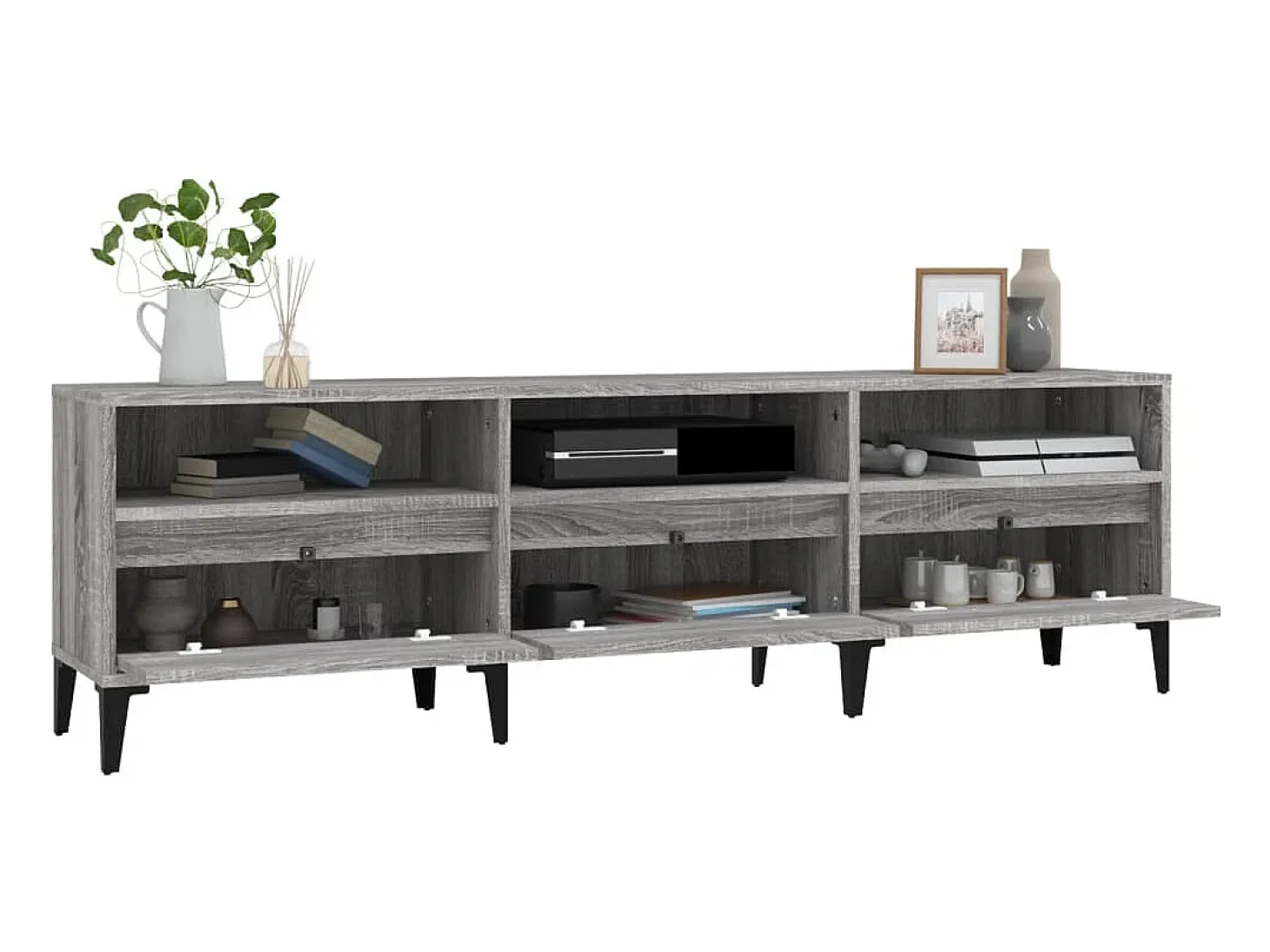 Mueble TV madera contrachapada gris Sonoma 150x30x44,5 cm YOE41776