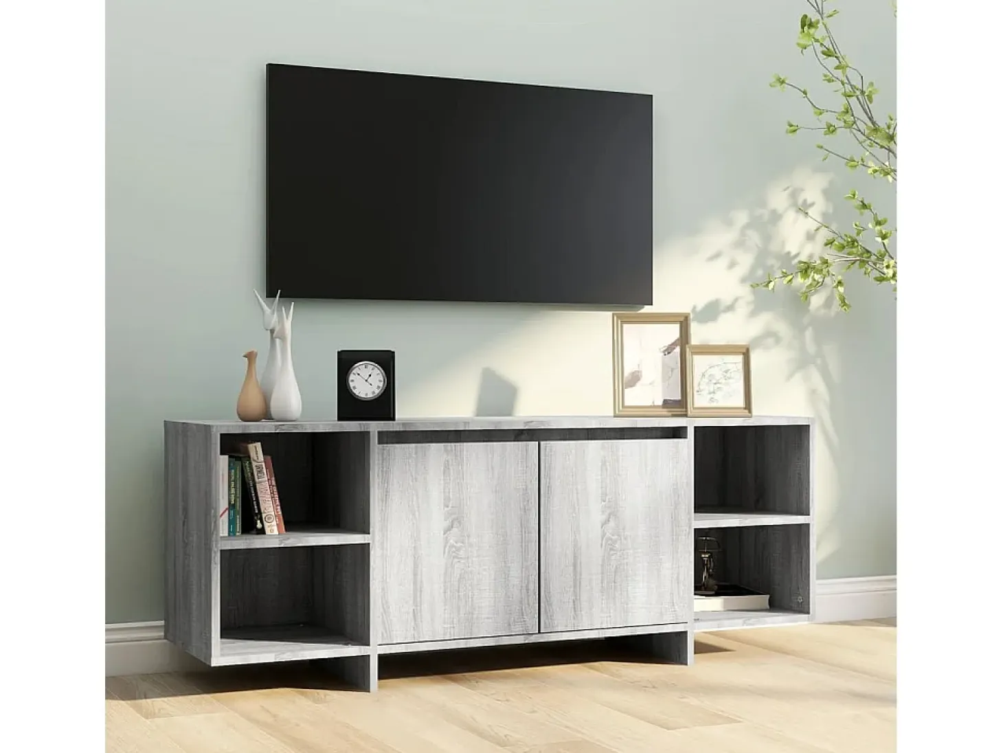 Mueble TV madera de ingeniería gris Sonoma 130x35x50 cm YOE51212