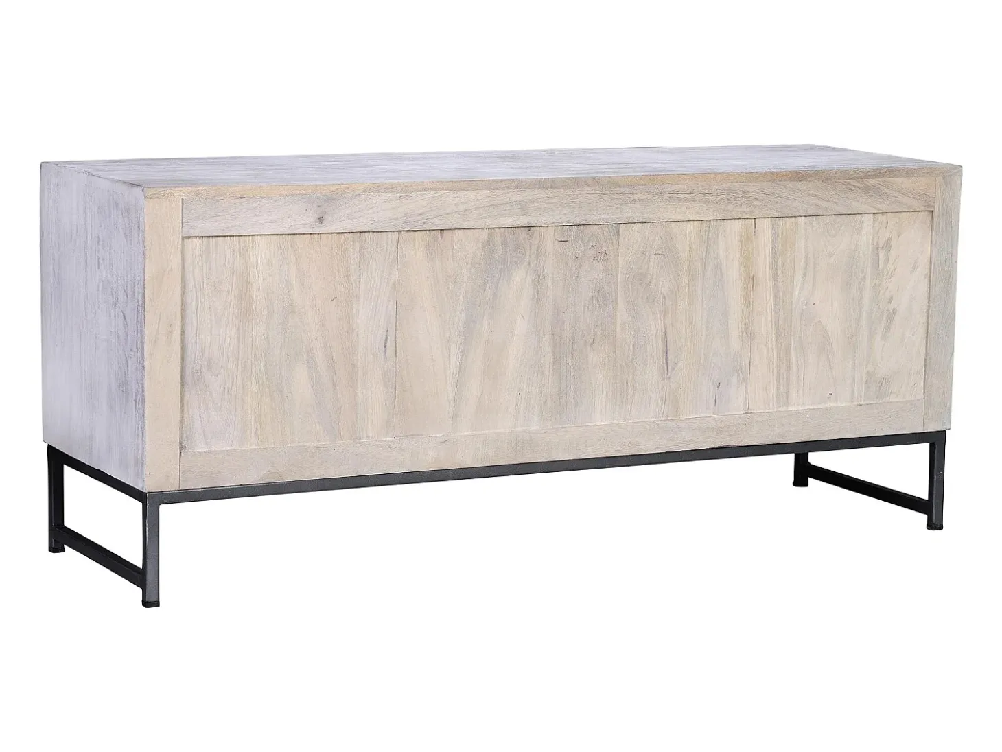 Mueble tv madera de mango y patas de metal blanco envejecido