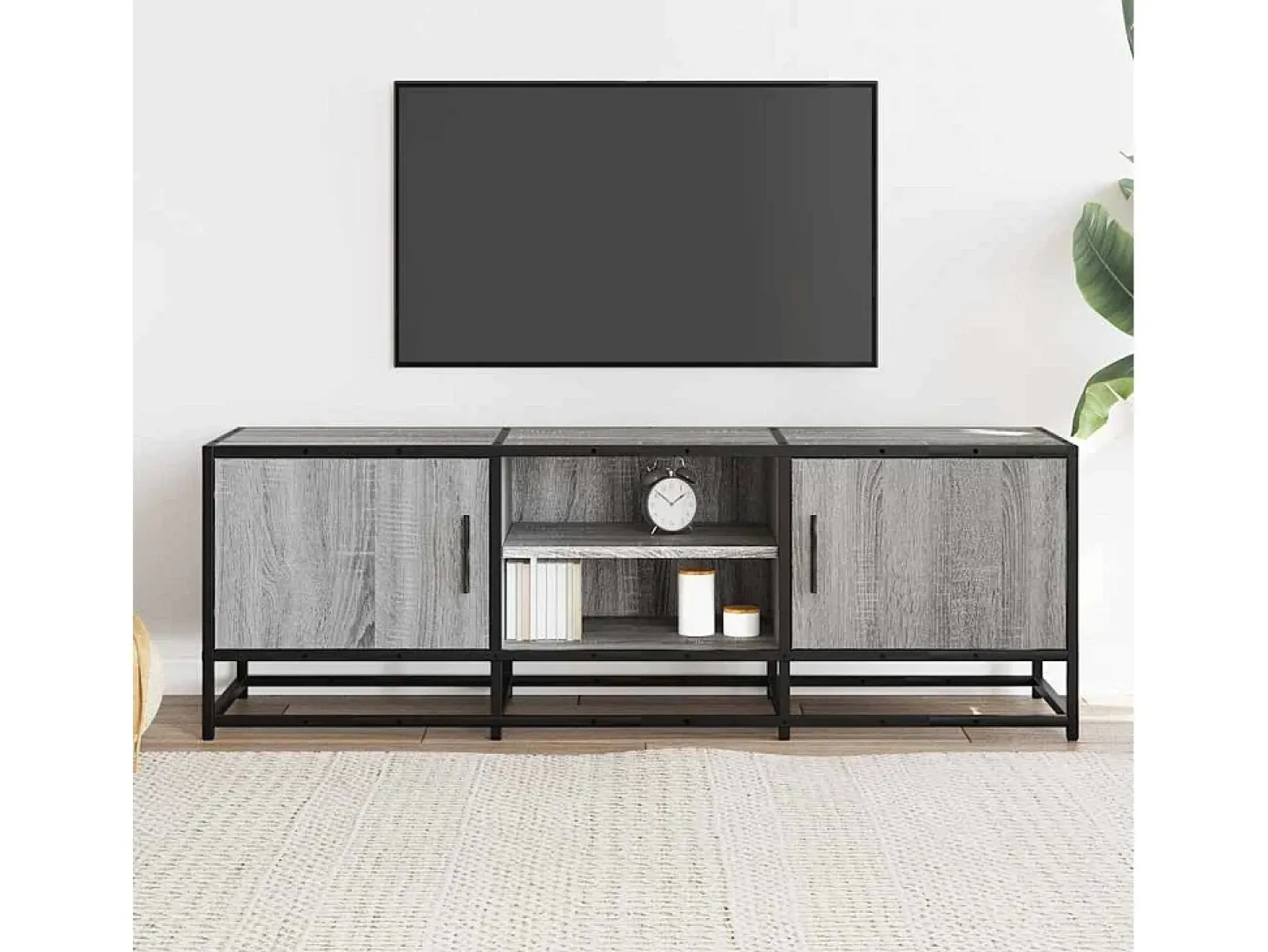 Mueble TV madera ingeniería y metal gris Sonoma 120x35x41 cm