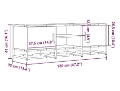 Mueble TV madera ingeniería y metal gris Sonoma 120x35x41 cm