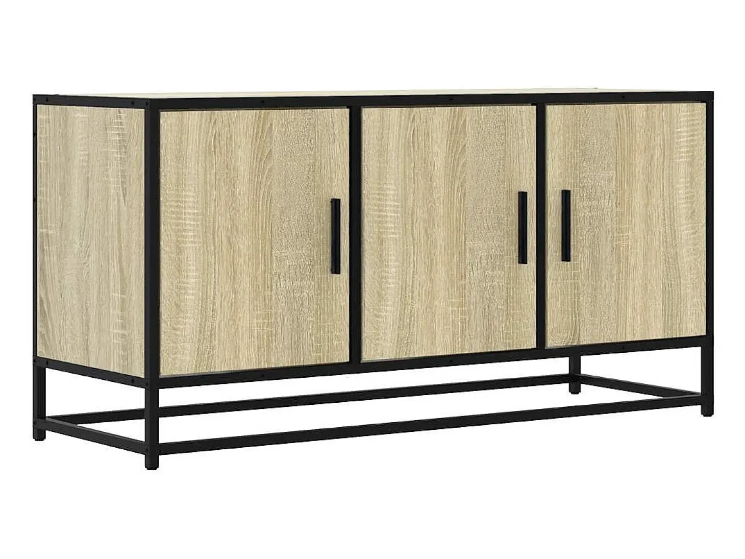 Mueble TV madera ingeniería y metal roble Sonoma 100x35x50 cm