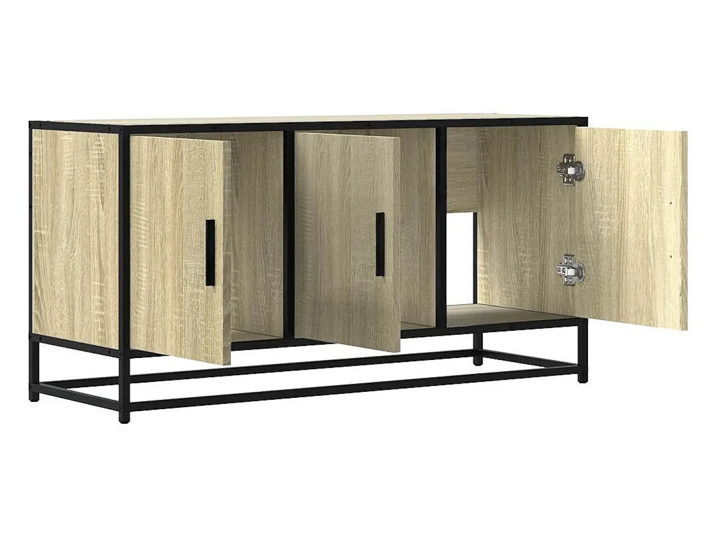 Mueble TV madera ingeniería y metal roble Sonoma 100x35x50 cm