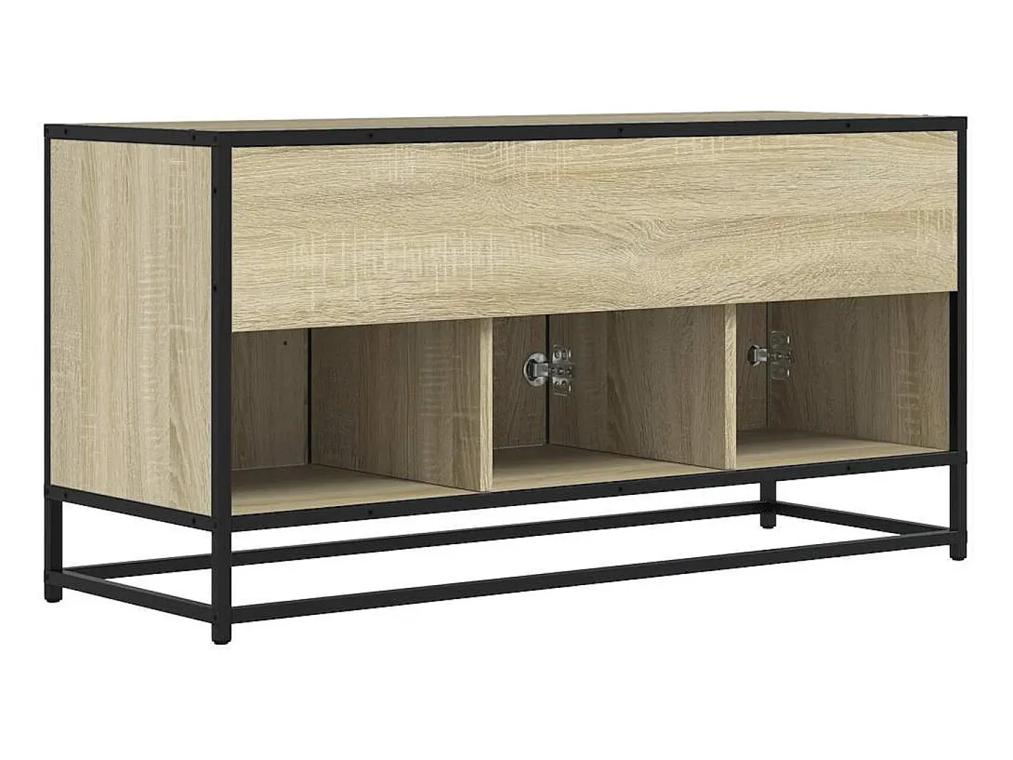 Mueble TV madera ingeniería y metal roble Sonoma 100x35x50 cm