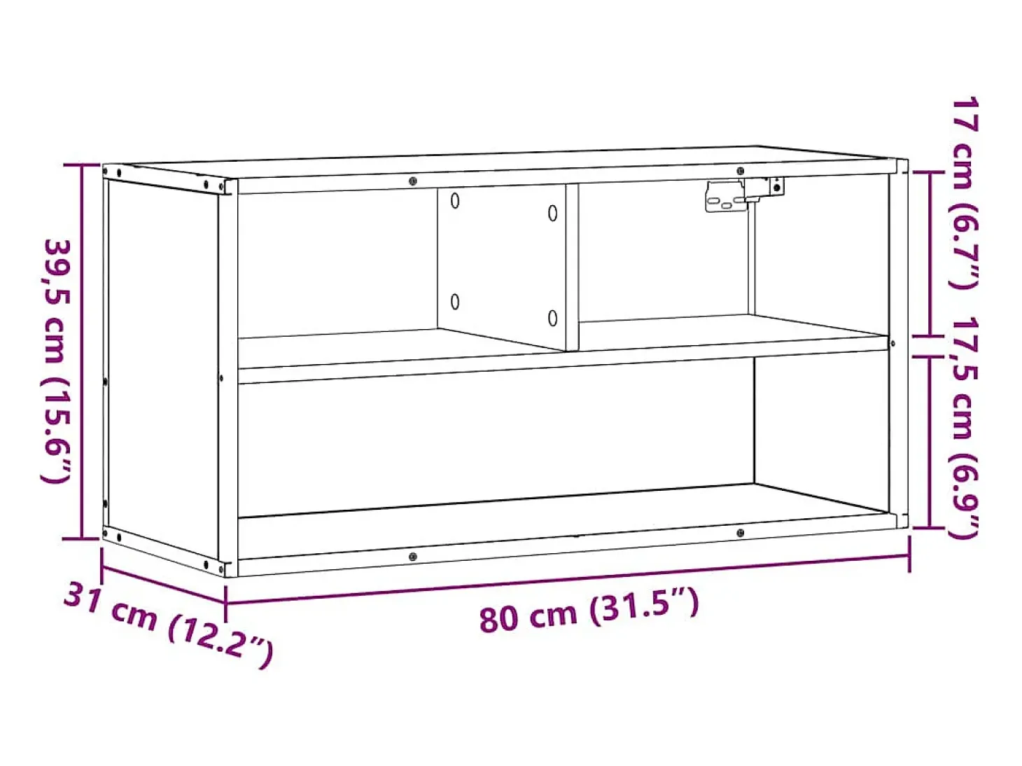 Mueble TV madera ingeniería y metal marrón roble 80x31x39,5 cm