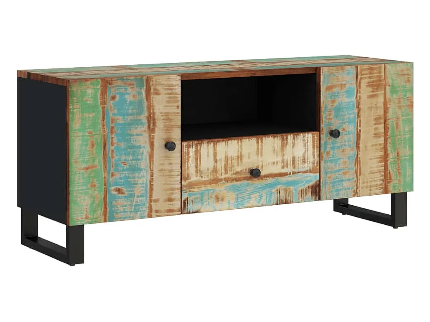 Mueble TV madera reciclada y madera contrachapada 105x33,5x46cm