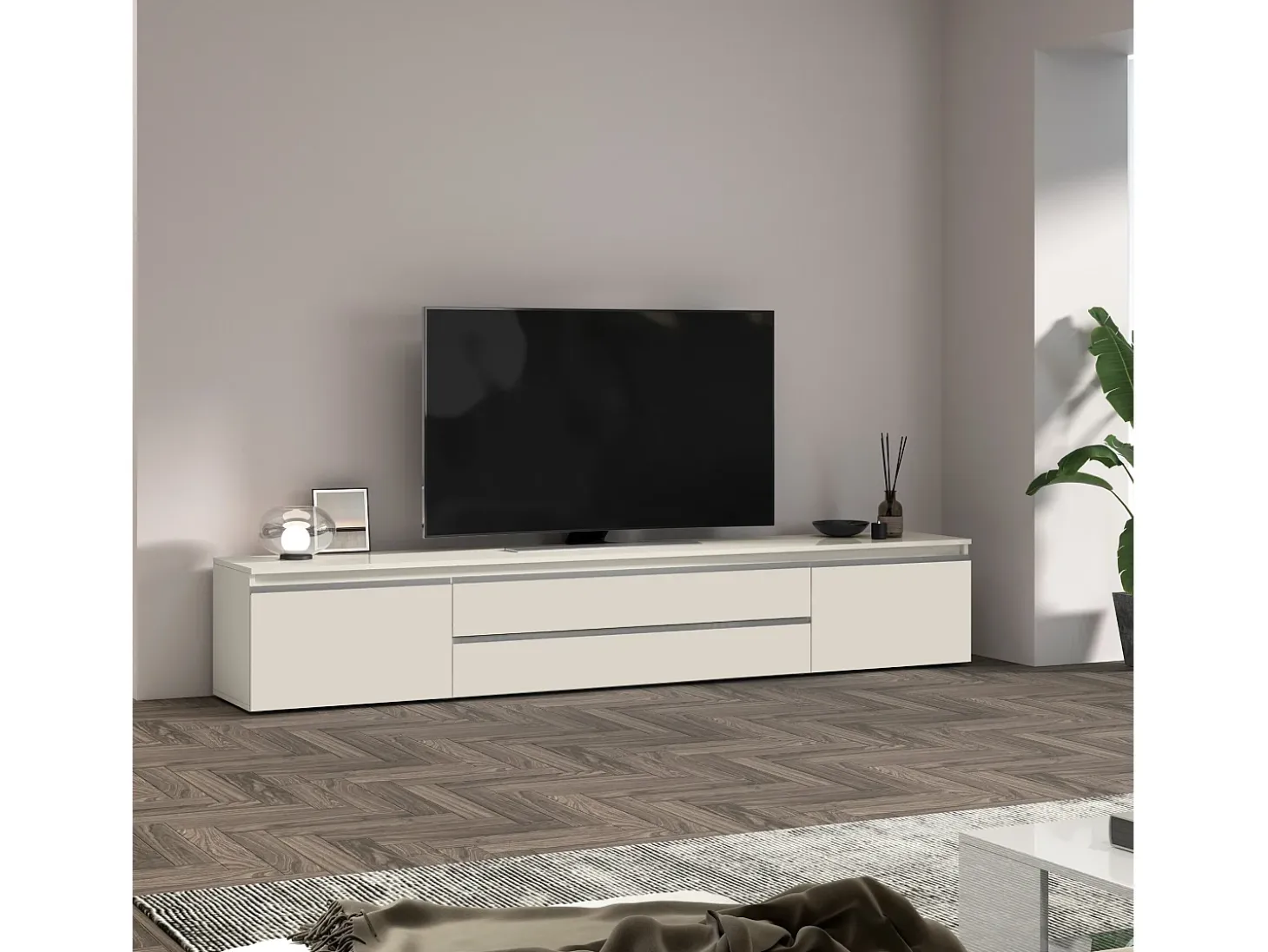 Mueble TV MAGIC con 2 puertas y 2 cajones color cachemira 240x40x40 cm