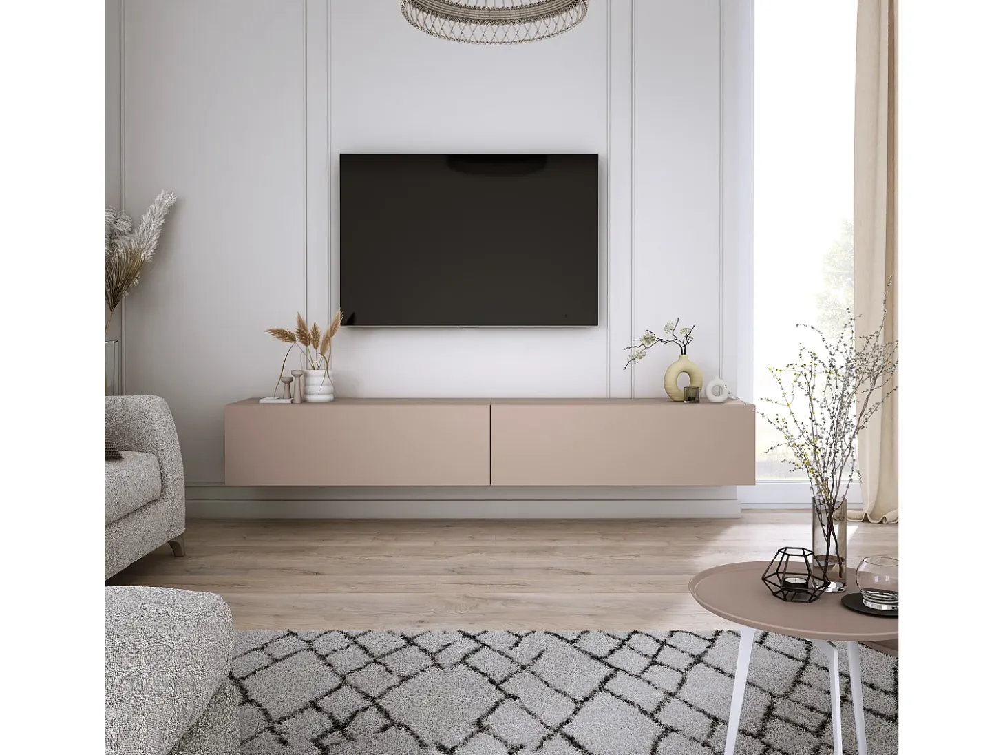 Mueble TV: Marrón Caramelo, 200 (2 x 100) x 34 x 32 cm