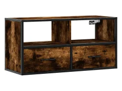 Mueble TV metal y madera contrachapada roble humo 80x31x39,5 cm