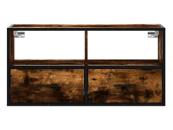 Mueble TV metal y madera contrachapada roble humo 80x31x39,5 cm