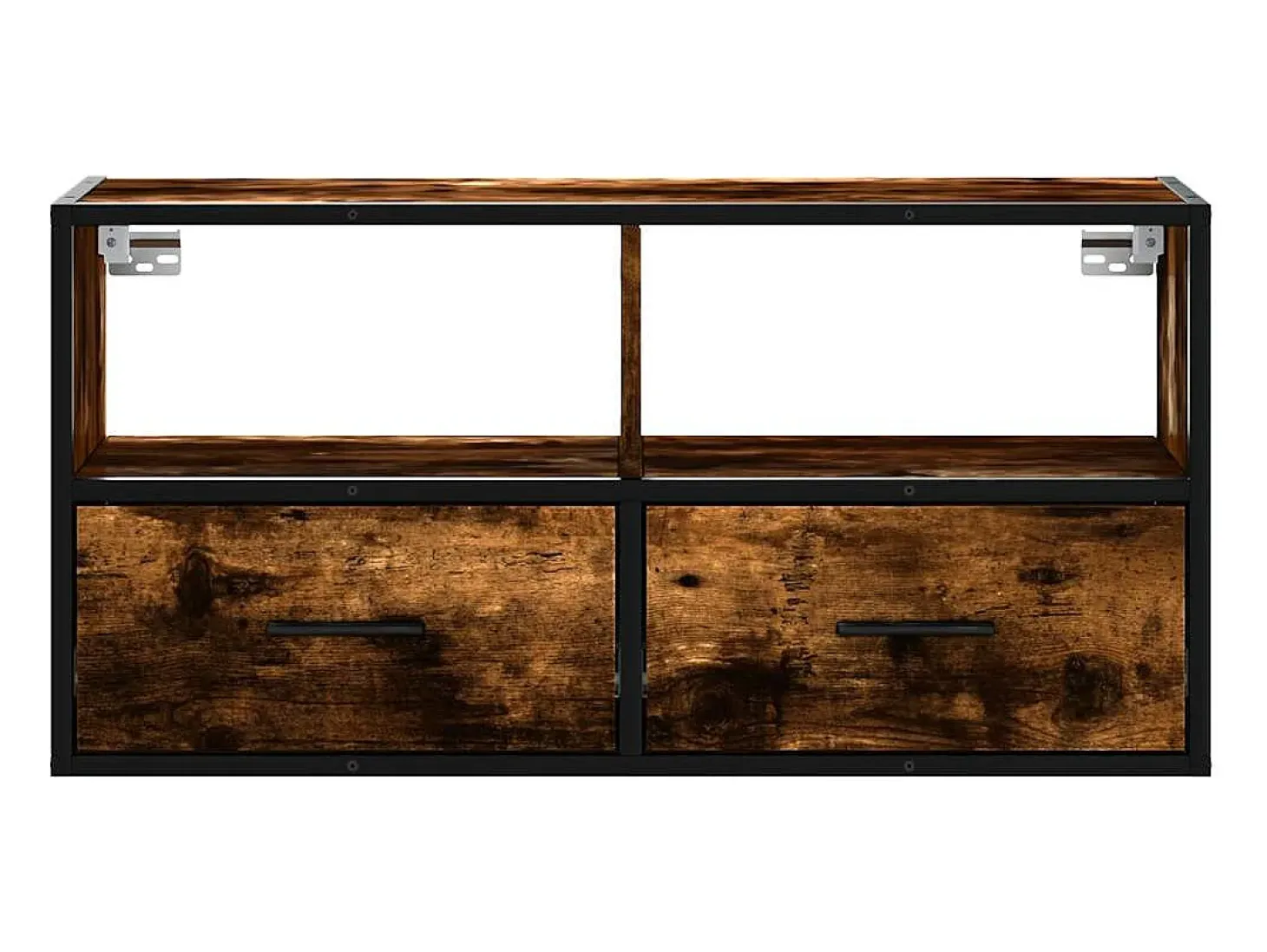 Mueble TV metal y madera contrachapada roble humo 80x31x39,5 cm