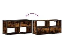 Mueble TV metal y madera contrachapada roble humo 80x31x39,5 cm