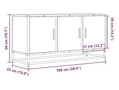Mueble TV metal y madera ingeniería roble humo 100x35x50 cm
