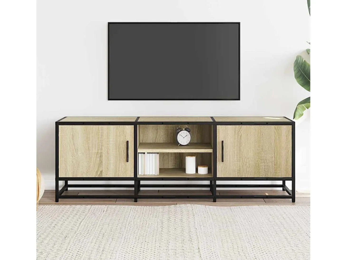 Mueble TV metal y madera ingeniería roble Sonoma 120x35x41 cm