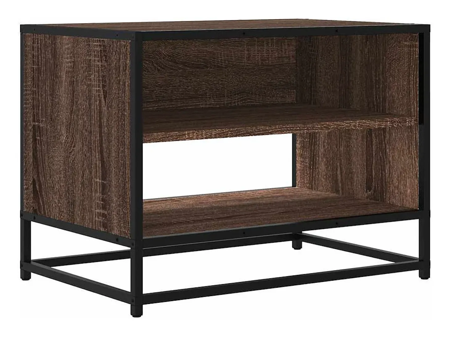 Mueble TV metal y madera ingeniería marrón roble 61x40x46 cm