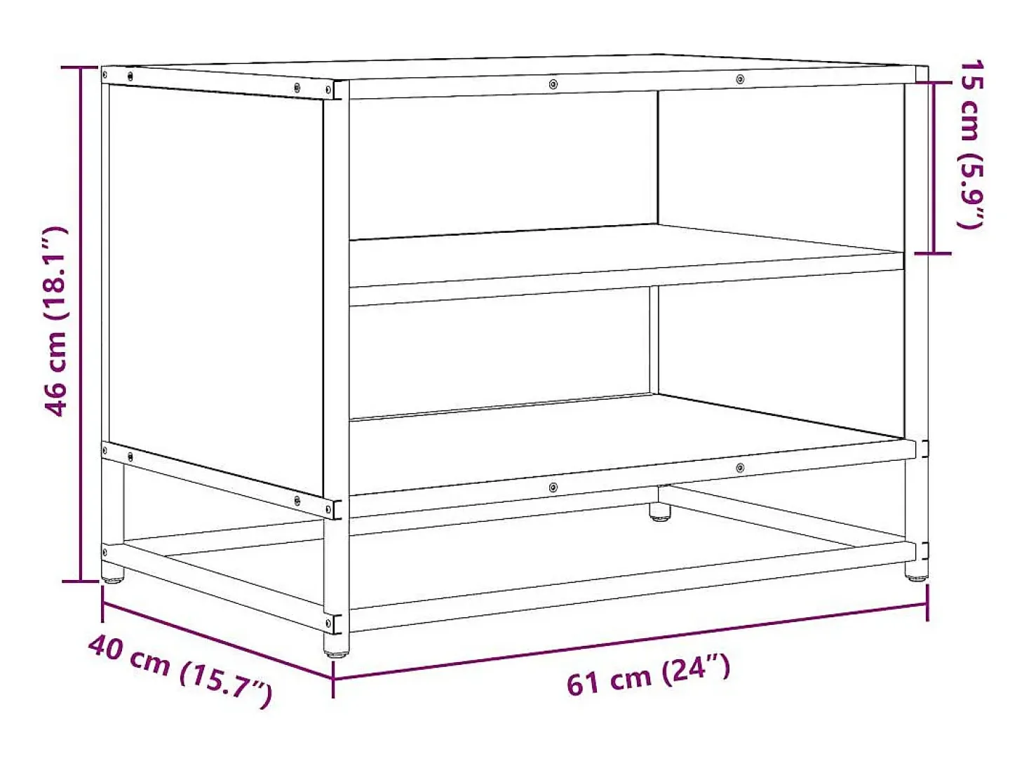 Mueble TV metal y madera ingeniería marrón roble 61x40x46 cm
