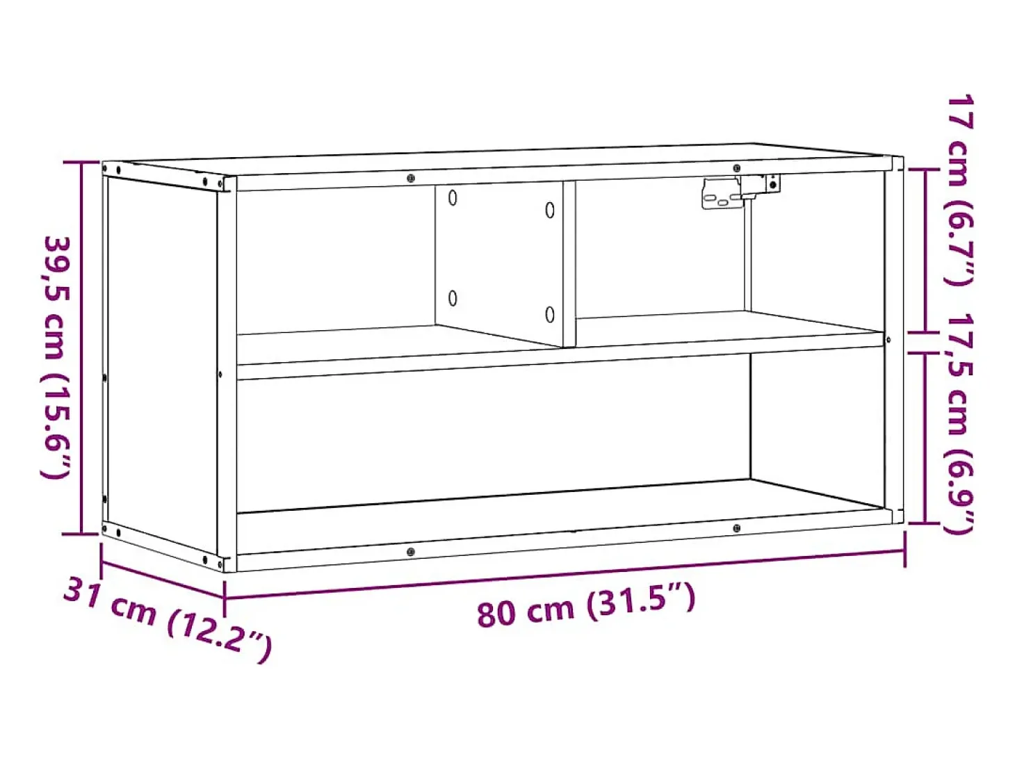 Mueble TV metal y madera contrachapada roble humo 80x31x39,5 cm