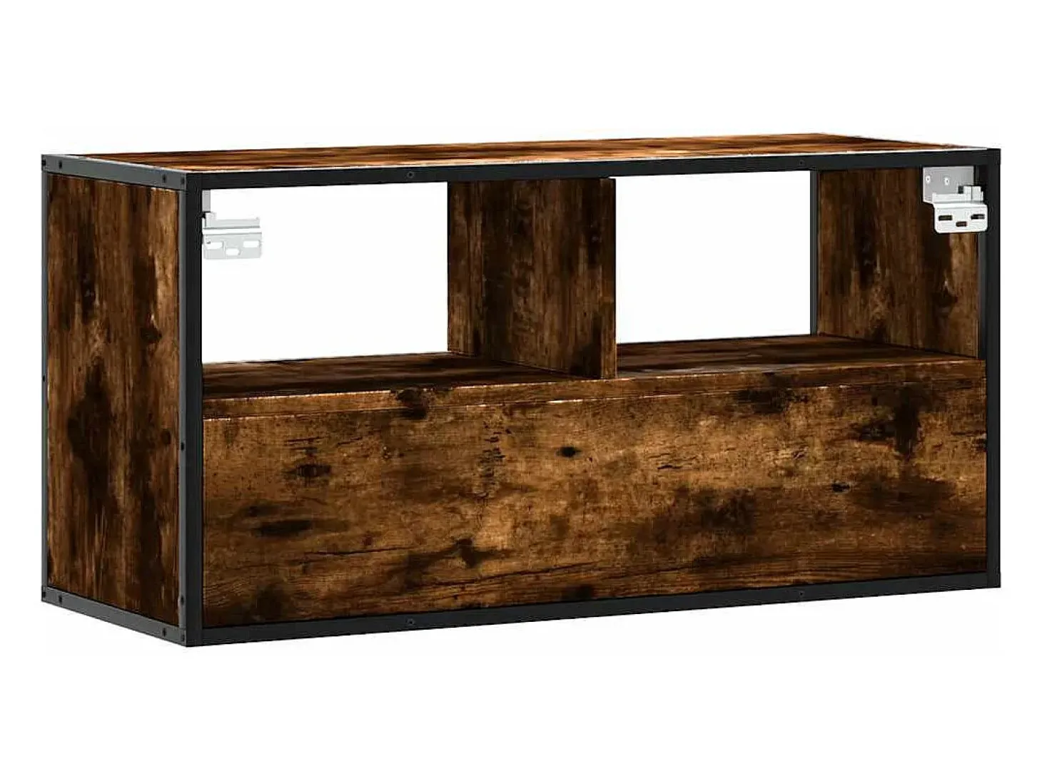 Mueble TV metal y madera contrachapada roble humo 80x31x39,5 cm
