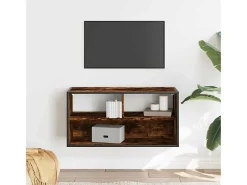 Mueble TV metal y madera contrachapada roble humo 80x31x39,5 cm
