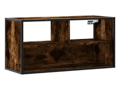 Mueble TV metal y madera contrachapada roble humo 80x31x39,5 cm