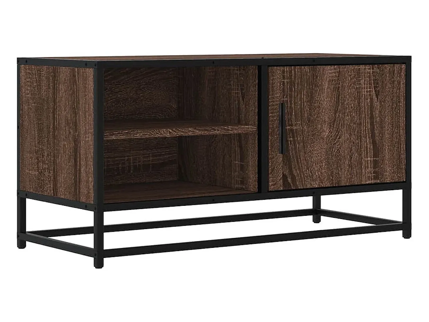 Mueble TV metal y madera ingeniería marrón roble 80x34,5x40 cm