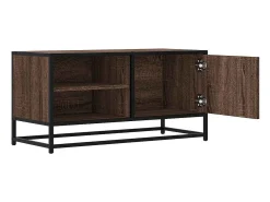 Mueble TV metal y madera ingeniería marrón roble 80x34,5x40 cm