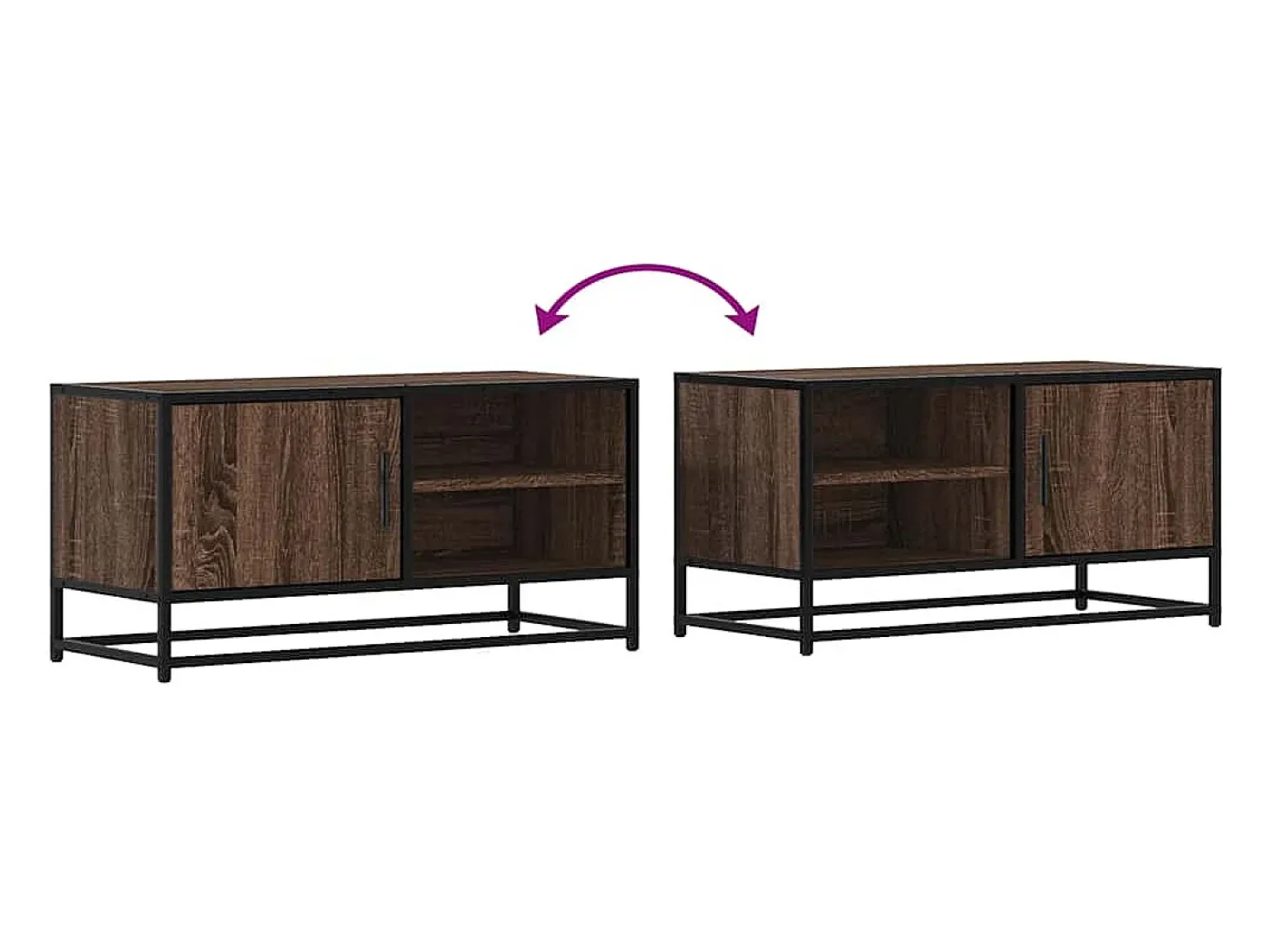 Mueble TV metal y madera ingeniería marrón roble 80x34,5x40 cm