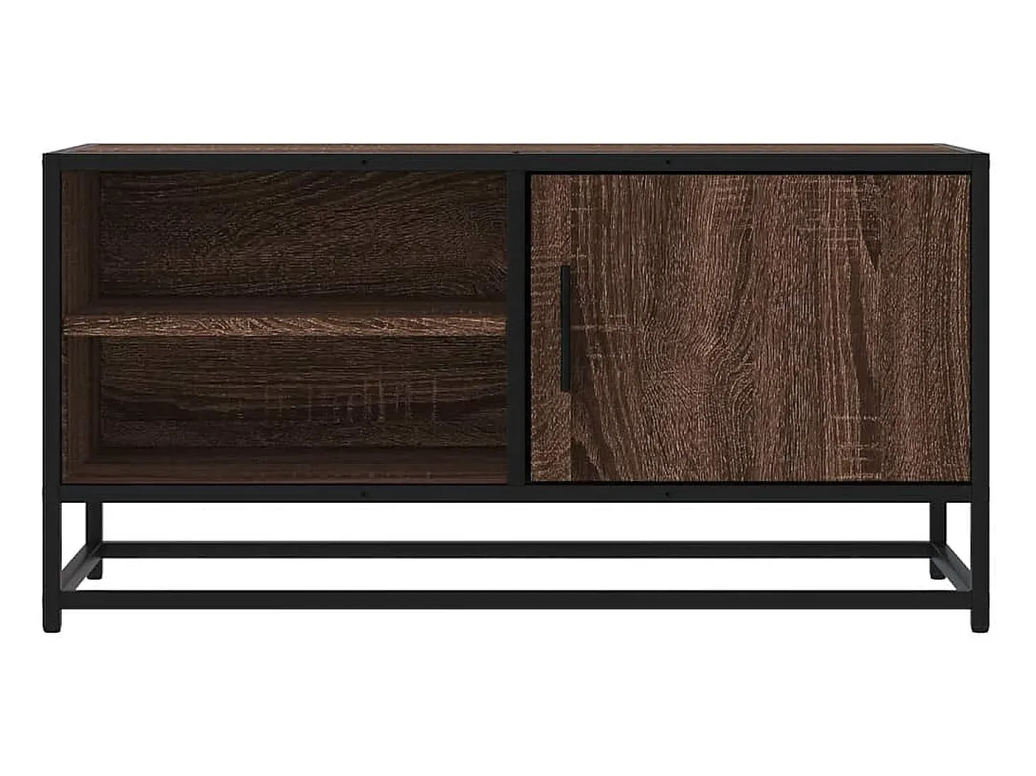 Mueble TV metal y madera ingeniería marrón roble 80x34,5x40 cm