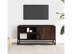 Mueble TV metal y madera ingeniería marrón roble 80x34,5x40 cm