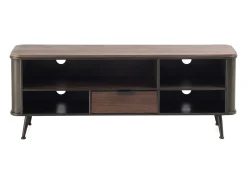 Mueble tv metálico con encimera y cajón de madera de abeto