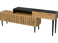Mueble TV modular - 4 compartimentos - Negro y Natural