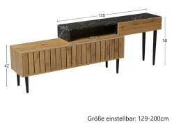 Mueble TV modular - 4 compartimentos - Negro y Natural