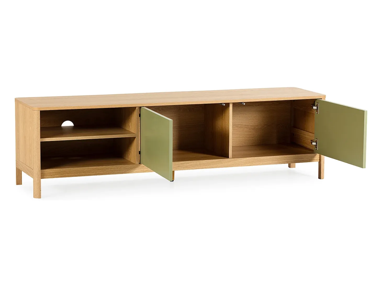 Mueble Tv Nassau 2 puertas efecto Roble/Verde