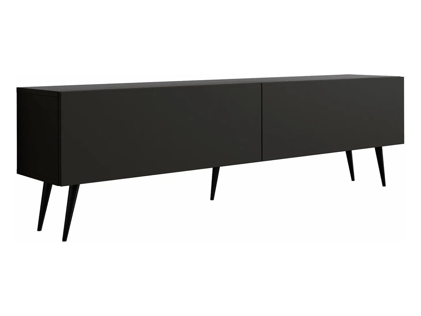 Mueble TV: Negro mate, patas negras, 170 x 52 x 32 cm