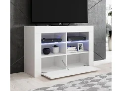 Mueble TV para Salón comedor en Blanco con LED 100x35x65cm Lilian